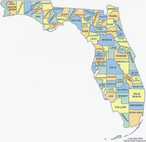 Map Of Florida Counties. Map of Florida Counties