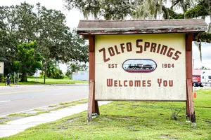 Welcome sign to Zolfo Springs, Florida