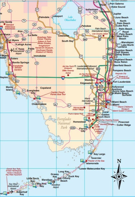 Southeast Florida Road Map