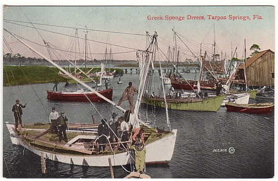 Tarpon Springs tarjeta postal vintage