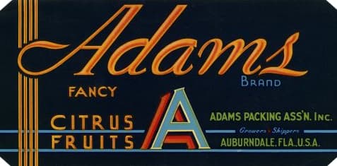 Adams Citrus Packing Co. Label
