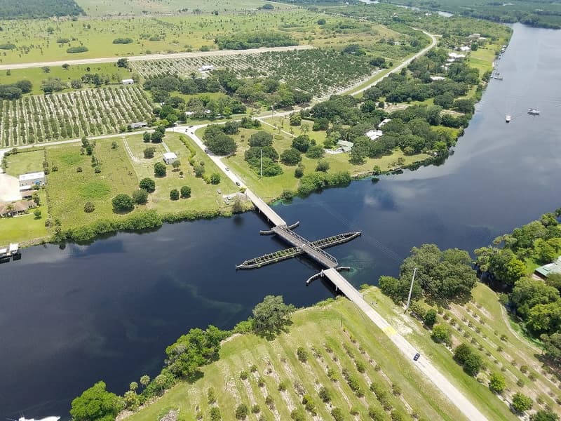 Fort Denaud Bridge Across Caloosahatchee River Looking North