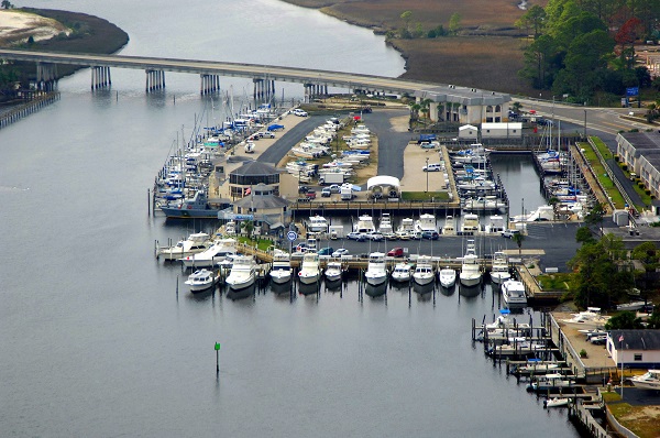 Marina on river at Carrabelle, Florida