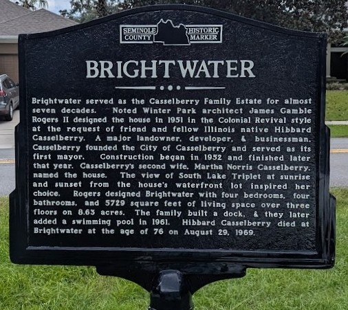 Casselberry Brightwater Marker Casselberry Brightwater Marker