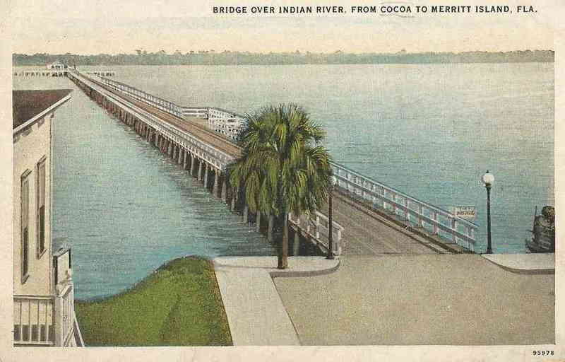 Vintage Postcard Bridge From Cocoa to Merritt Island Across Indian River