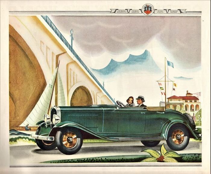Vintage Postcard Couple in 1931 Oldsmobile