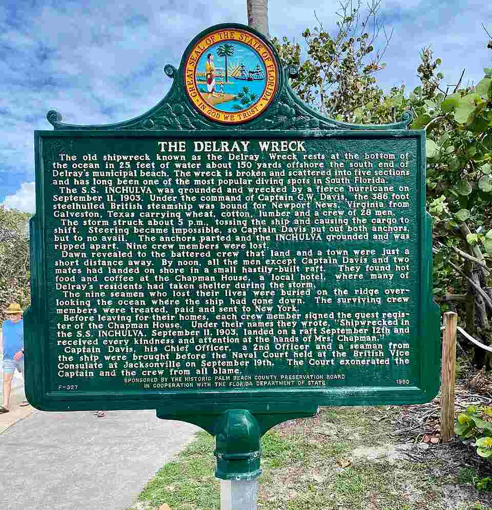 Delray Wreck SS Inchulva Historical Marker