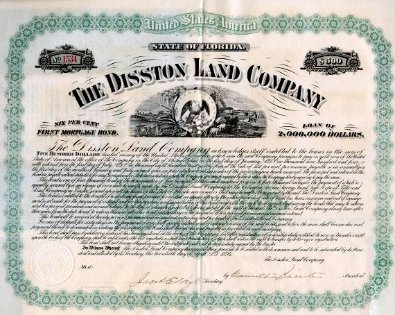 Disston Land Company Certificate