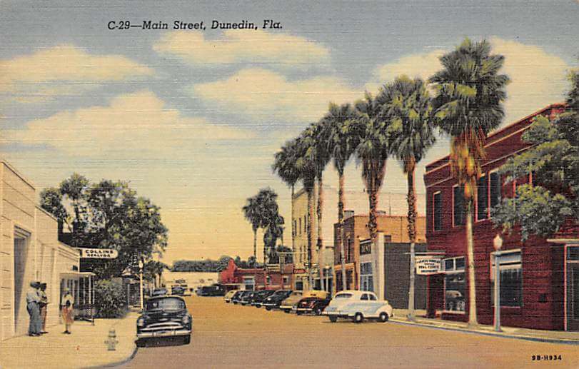 Vintage Postcard Main Street, Dunedin, Florida