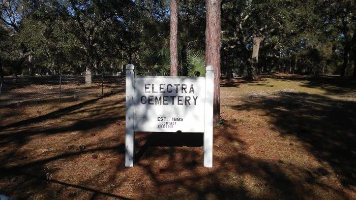 Electra Cemetery Sign on County Road 314A in Marion County