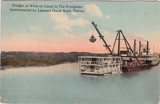 Vintage Postcard Everglades Dredge