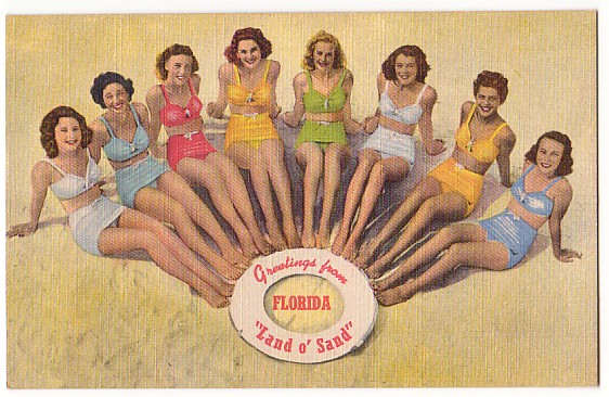 Vintage Postcard Florida Beach Beauties