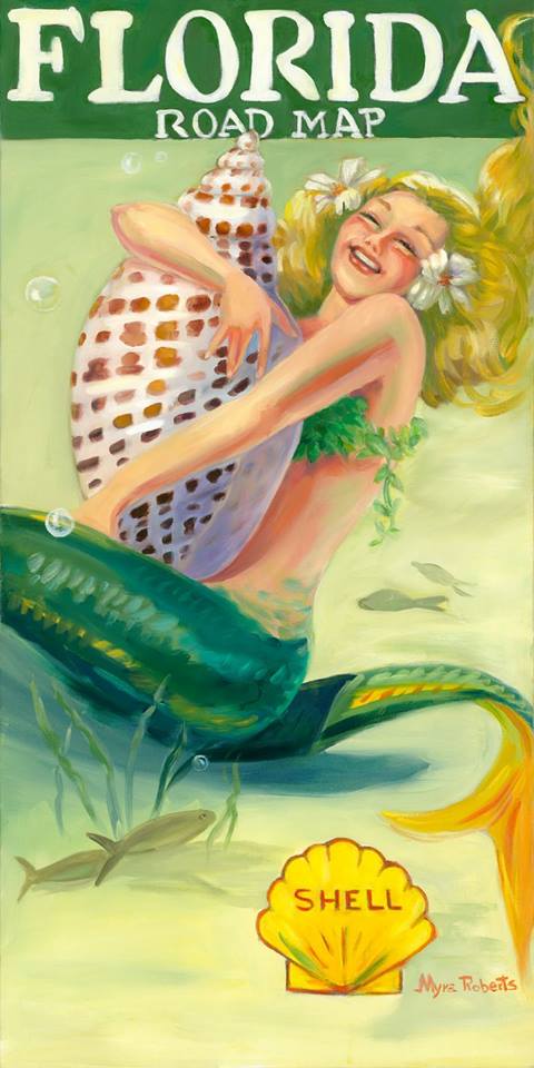 Florida Road Map Shell Poster