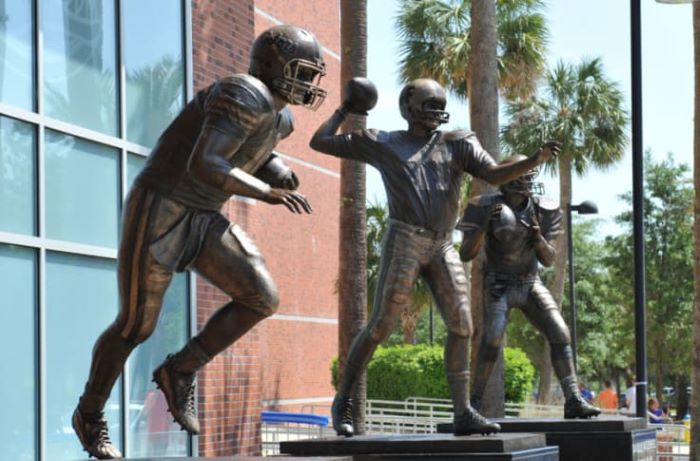 Bronze Statues of the Three Gator Heisman Trophy Winners