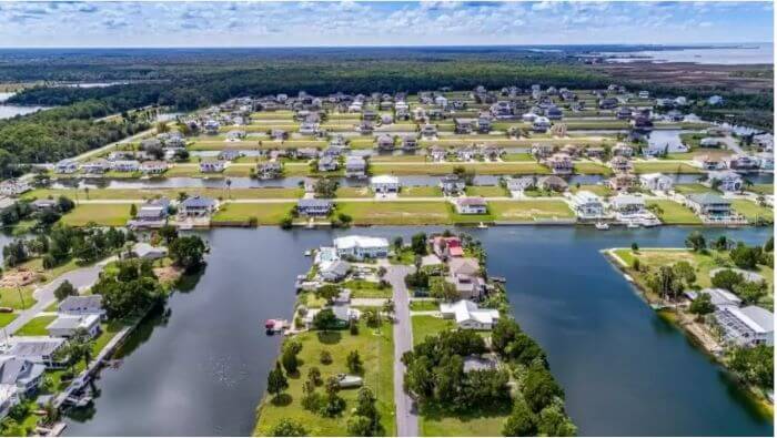 Aerial View Hernando Beach Homes and Canals