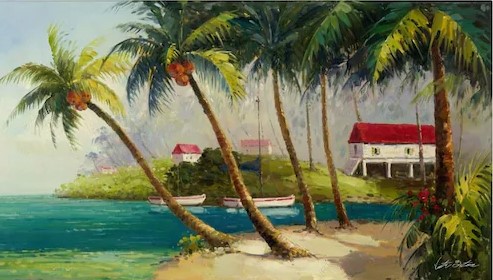 Highwaymen Painting of Palm Trees