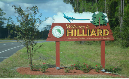 Stadsgränsskylt för Hilliard, Florida