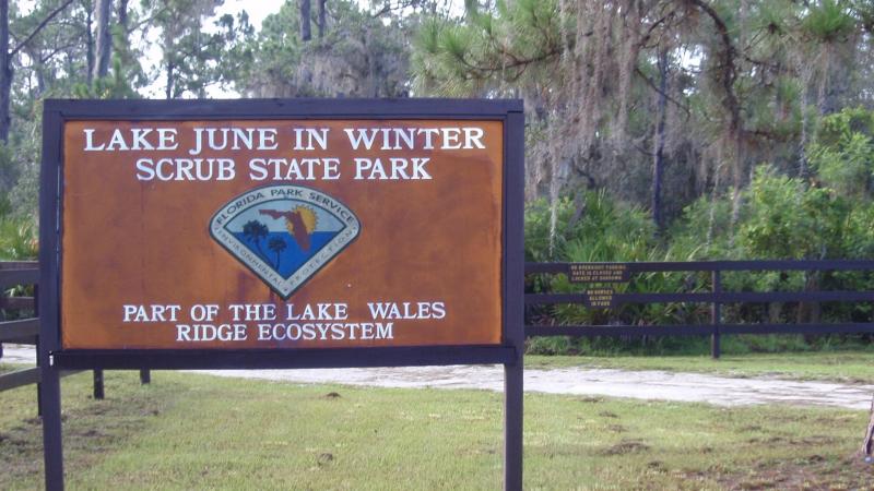 Sign at Lake June in Winter Scrub State Park