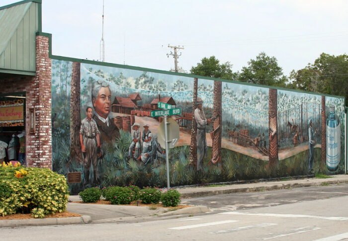 Peinture murale de Lake Placid sur le bâtiment