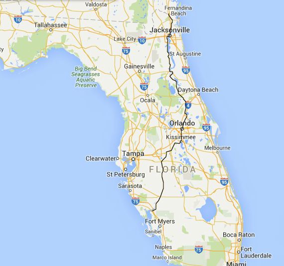 distance from new jersey to orlando florida