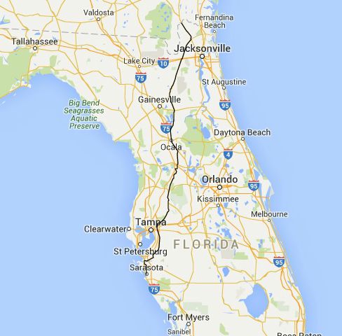 Mapa de NÓS-301 da Geórgia Fronteira para Bradenton-Sarasota