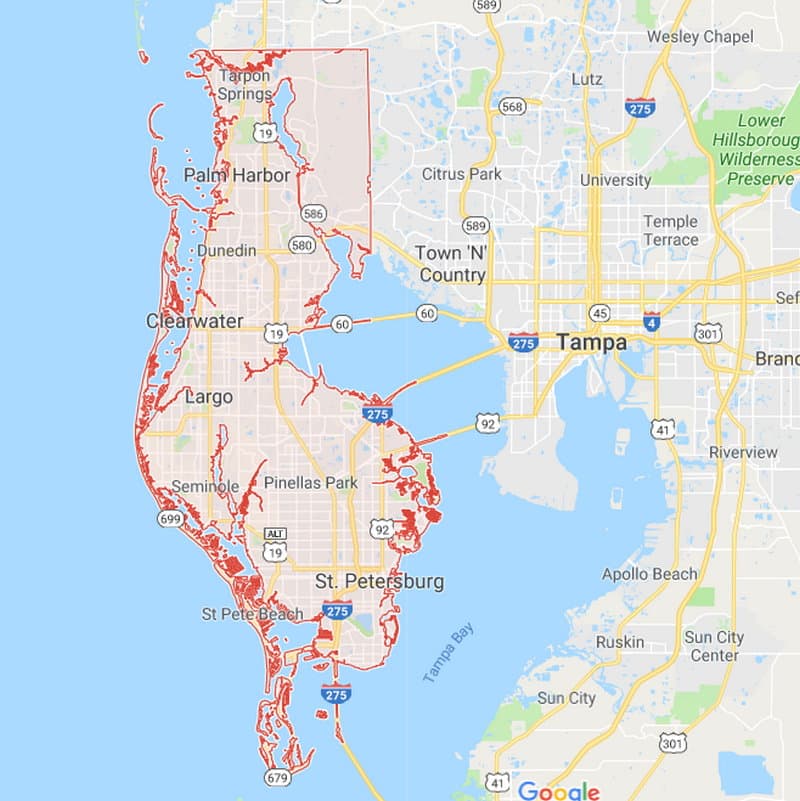 Map Of Pinellas County Florida Map Of Zip Codes