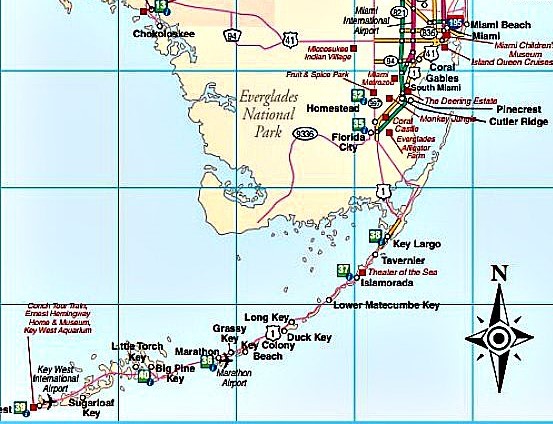 miami and florida keys map
