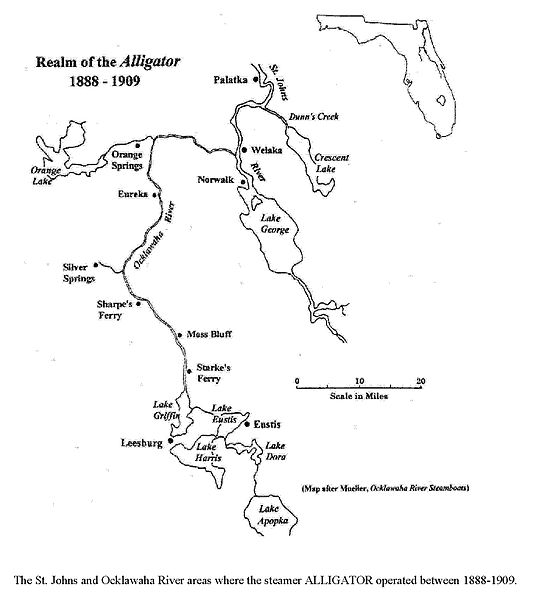 Map of Route of Steamboat Alligator