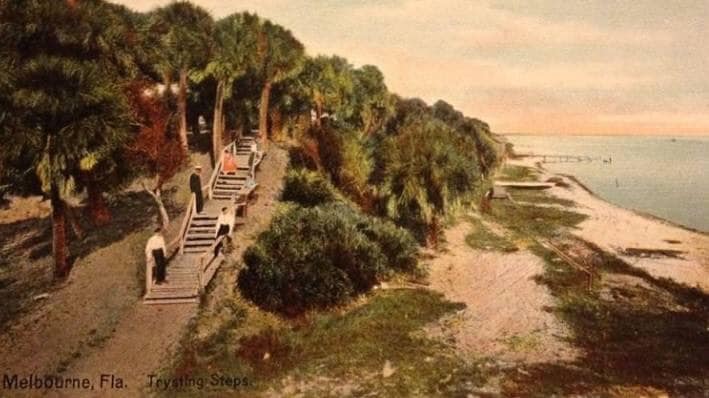 Melbourne Trysting Steps Postcard