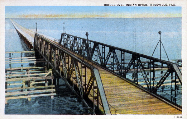 Vintage Postcard of Bridge Over Indian River From Titusville to Merritt Island