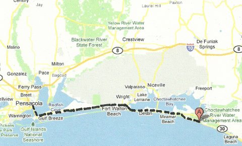 Map NW003 Grayton Beach to Pensacola