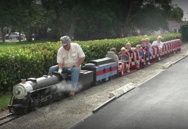 Miniature Train with Engineer and Passengers at Naples Train Museum