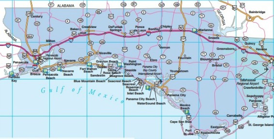 Road Map of Northwest Florida