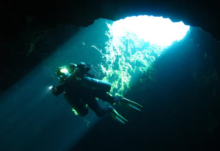 A cave diver at Wes Skiles Peacock Springs State Park