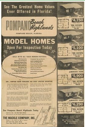 Pompano Highlands Ad, 1954