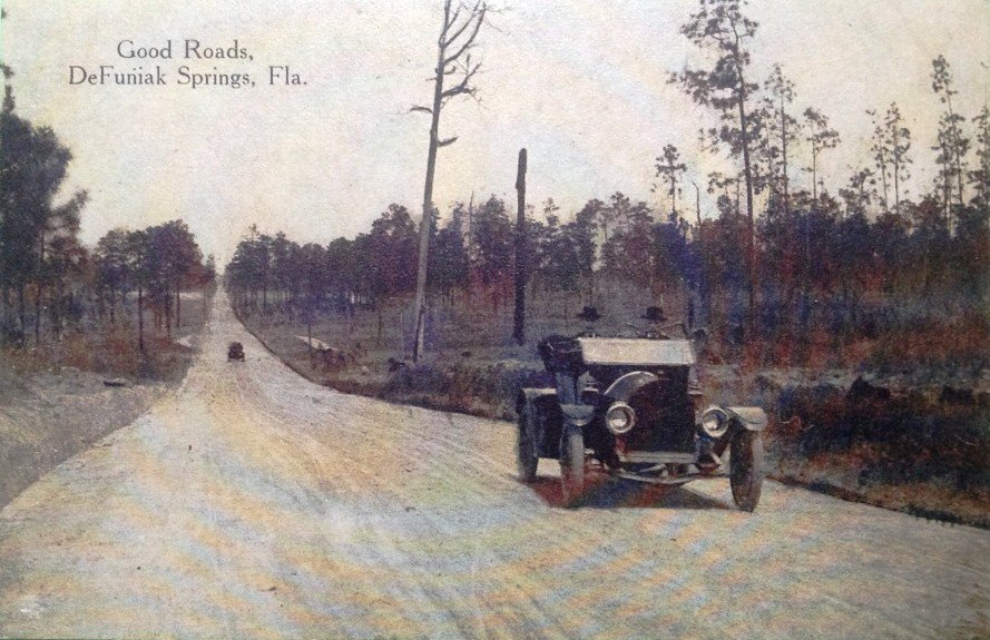 Vintage Postcard Good Roads DeFuniak Springs, Florida