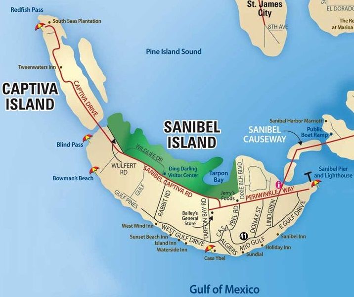 Sanibel And Captiva Islands Map Sanibel Island, Florida. Beaches, Shelling, And Birds