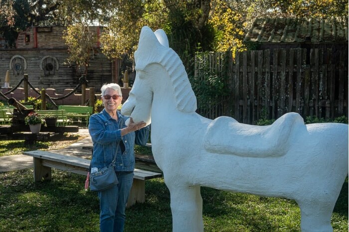Lovely Woman with Horse Sculpture