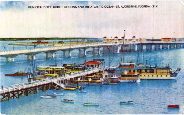 Vintage Postcard St Augustine Bridge of Lions
