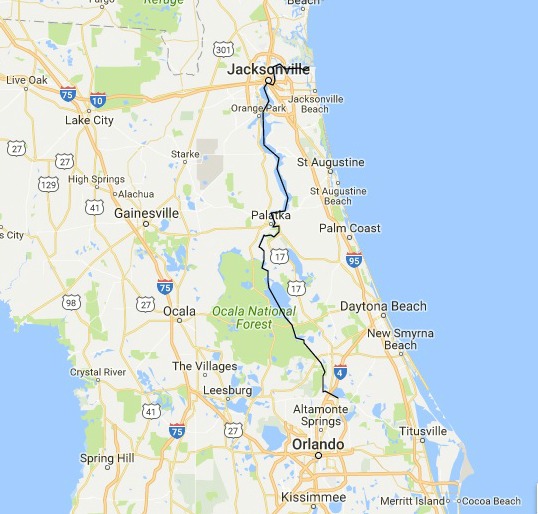 Florida Backroads Travel Map Of Route Along The St Johns River On State Road 13 From Jacksonville To Spuds Day Trips Usa Travel Map Florida Travel