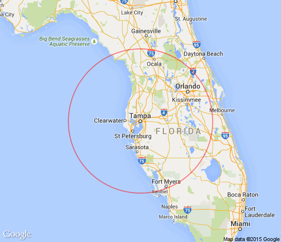 map of florida showing tampa Tampa Florida Day Trips And One Tank Trips 100 Miles Or Less map of florida showing tampa