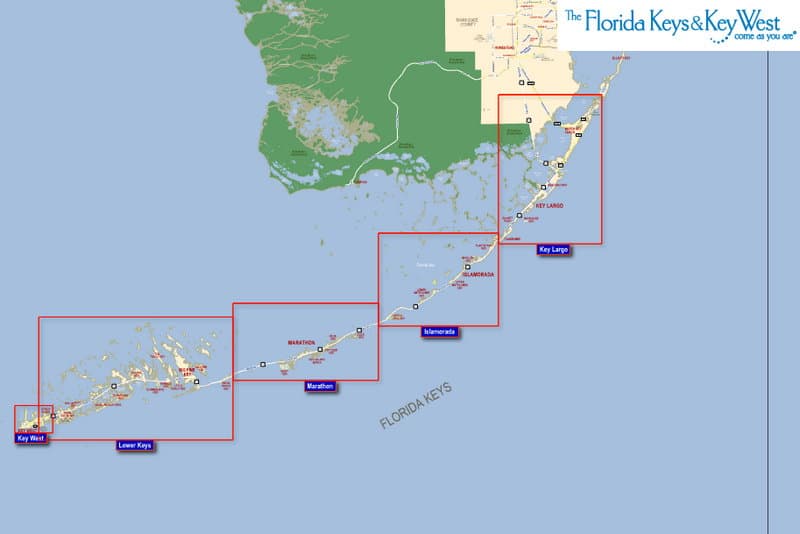 Map of the 5 Regions of the Florida Keys