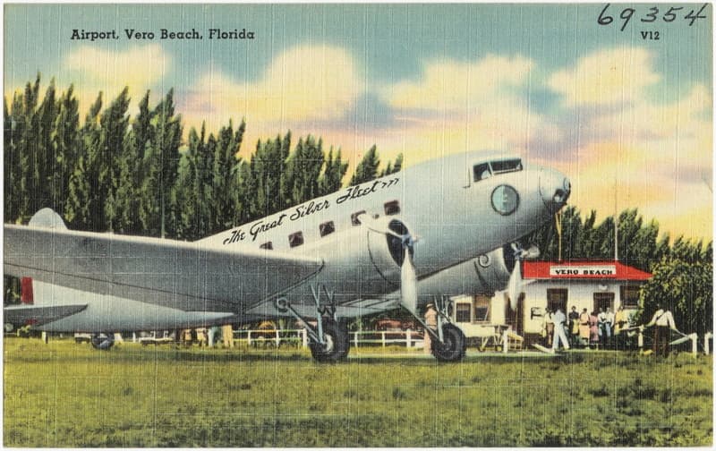 Vintage Postcard, Vero Beach Airport